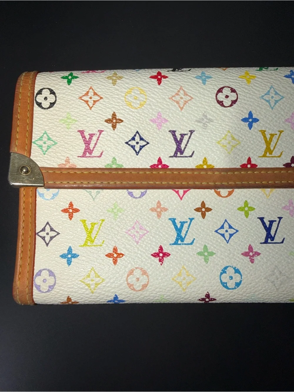 Louis Vuitton Takashi Murakami Multicolor White Wallet